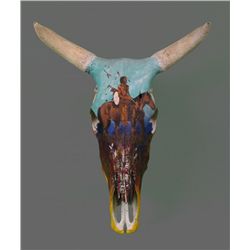 Antique painted steer skull.  Painted by the Seminole
