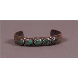Native American Antique Silver & Turquoise Bracelet.