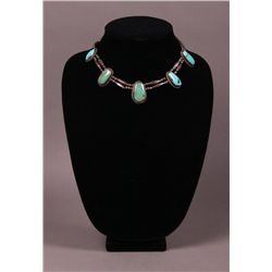 Native American Antique Silver & Turquoise Necklace.