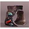 Image 1 : Native American Antique Silver & Turquoise Bangle with