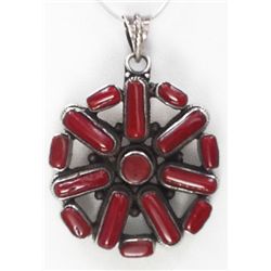 Sterling Silver .925 Red Coral Pendant