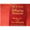 Image 3 : VINTAGE BILLINGSLEY'S RESTAURANT MATCHBOOK COVER ""FRED BILLINGSLEY