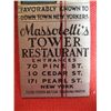 Image 3 : VINTAGE MATCHBOOK COVER MASSOLETTI'S TOWER RESTAURANT SIXY WALL TOWER