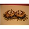 Image 1 : COSTUME JEWELEY GOLD COPPER TONE EARRINGS W/ DANGLE BEADS