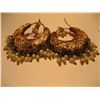 Image 2 : COSTUME JEWELEY GOLD COPPER TONE EARRINGS W/ DANGLE BEADS