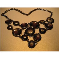 COSTUME JEWELRY, JEWELED PEARL BLACK FACETED RINESTONES