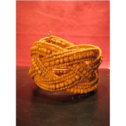 COSTUME JEWELRY, ARTISAN CUFF YELLOW BEADED CUFF BRACELET