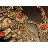 Image 2 : COSTUME JEWELRY SILVER TONE NECKLACE WITH RED RINESTONE ETHNIC STYLE