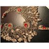 Image 3 : COSTUME JEWELRY SILVER TONE NECKLACE WITH RED RINESTONE ETHNIC STYLE