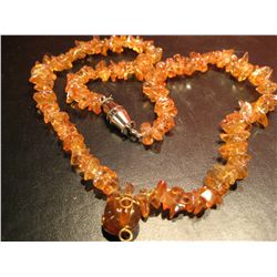 COSTUME JEWELRY VINTAGE BEADED AMBER ARTISAN NECKLACE