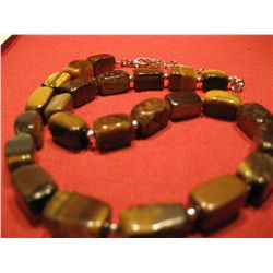 COSTUME JEWELRY ARTISAN TIGER EYE STONE NECKLACE