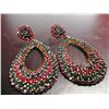 Image 1 : COSTUME JEWELRY PAIR OF MULTI COLORED RHINTSTONE EARRING RINGS