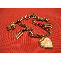 COSTUME JEWELRY SILVER TONE CHARM BRACELET