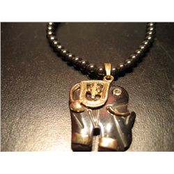 COSTUME JEWELRY ARTISAN HAND CRAFTED BEADED NEACKLACE WITH ELEPHANT PENDANT