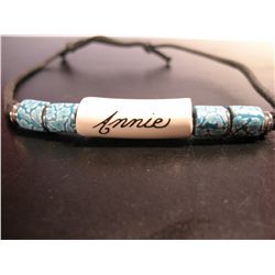 COSTUME JEWELRY ARTISAN BEADED WITH CENTER BEAD WITH THE NAME "ANNIE" BEAD NECKLACE