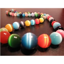 COSTUME JEWELRY ARTISAN STYLE MULTI COLORED BEADED BALL NECKLACE