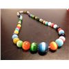 Image 2 : COSTUME JEWELRY ARTISAN STYLE MULTI COLORED BEADED BALL NECKLACE