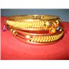 Image 8 : COSTUME JEWELRY (2) GOLD TONE BRACELETS (1) BROOCH