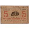 Image 1 : 1861 FIVE CENT AUGUSTA SAVINGS BANK AUGUSTA, GA