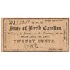 Image 1 : 1861 TWENTY CENT STATE OF NORTH CAROLINA VF