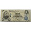 Image 1 : 1902 $5.00 NATIONAL NOTE, WOOSTER OHIO #7670  KELLY BOOK AT $350.00