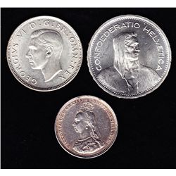 Lot of 3 Foreign Silver Coins