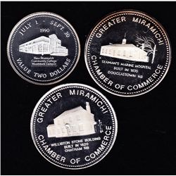 Lot of 3 New Brunswick Sterling Silver Trade Dollars