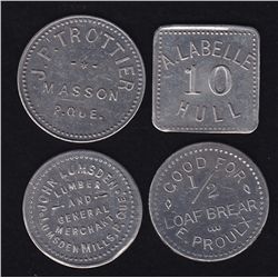 Lot of 4 Quebec Tokens