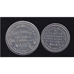 Lot of 2 Saint John, New Brunswick Bakery Tokens