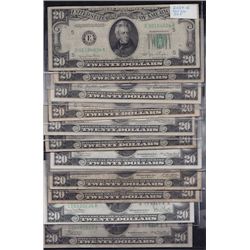 Lot of 12 Early USA $10 FRN's