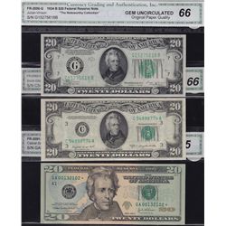 Lot of 3 CGA Graded US $20 Banknotes.