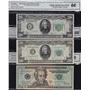 Image 1 : Lot of 3 CGA Graded US $20 Banknotes.