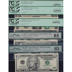 Lot of 5 Modern PMG/PCGS Graded USA Banknotes