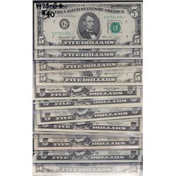 Lot of 14 USA Federal Reserve $5* Star Notes