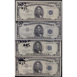Lot of 4 USA 1953 Silver Certificates