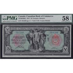1917 Canadian Bank of Commerce $5
