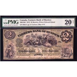 1872 Farmer's Bank of Rustico $2