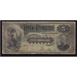 1892 Bank of Hamilton $5