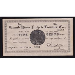 Grand River, Newfoundland Pulp & Lumber Company 5 Cent