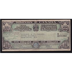 1940 Dominion of Canada War Savings $10 Certificate