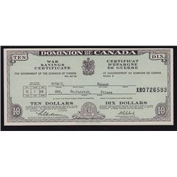 1945 Dominion of Canada War Savings $10 Certificate.