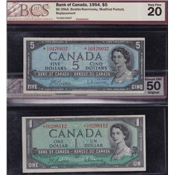 Lot of Two 1954 Bank of Canada Replacement Notes