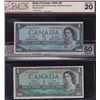 Image 1 : Lot of Two 1954 Bank of Canada Replacement Notes