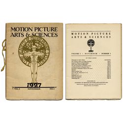 Scarce Motion Picture Arts & Sciences Academy Magazine Volume 1, No. 1 -- Established in 1927 With O