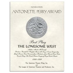 Tony Nomination Certificate for Best Play of 1998-1999, ''The Lonesome West'' -- Fine