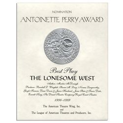 Tony Nomination Certificate for Best Play of 1998-1999, ''The Lonesome West'' -- Fine