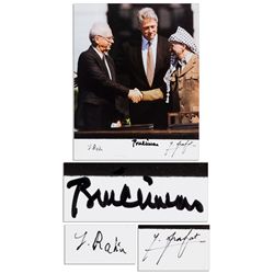 Bill Clinton, Yassir Arafat & Yitzhak Rabin Signed 8'' x 10'' Photo -- Scarce Signed Photo of the Mi