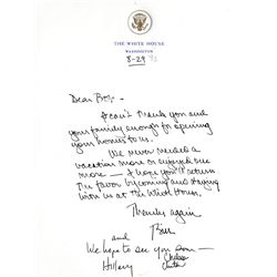 Bill Clinton Autograph Letter Signed as President to Robert McNamara -- With Additional Autograph No