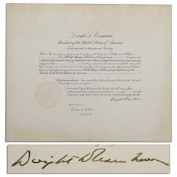 Oversized Dwight D. Eisenhower Atomic Energy Document Signed as President