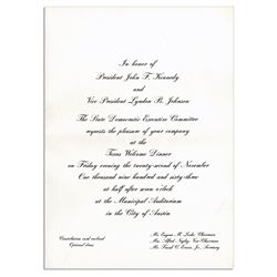 Invitation to the Dinner Welcoming President Kennedy to Texas the Night of His Assassination